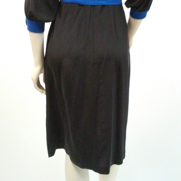 80s Black 100% Silk Dress Asian Inspired Secretary Party Cocktail Dress - Picture 10 of 10